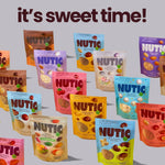 Authentic USA imported Nutic gourmet chocolate coffee beans close up view.