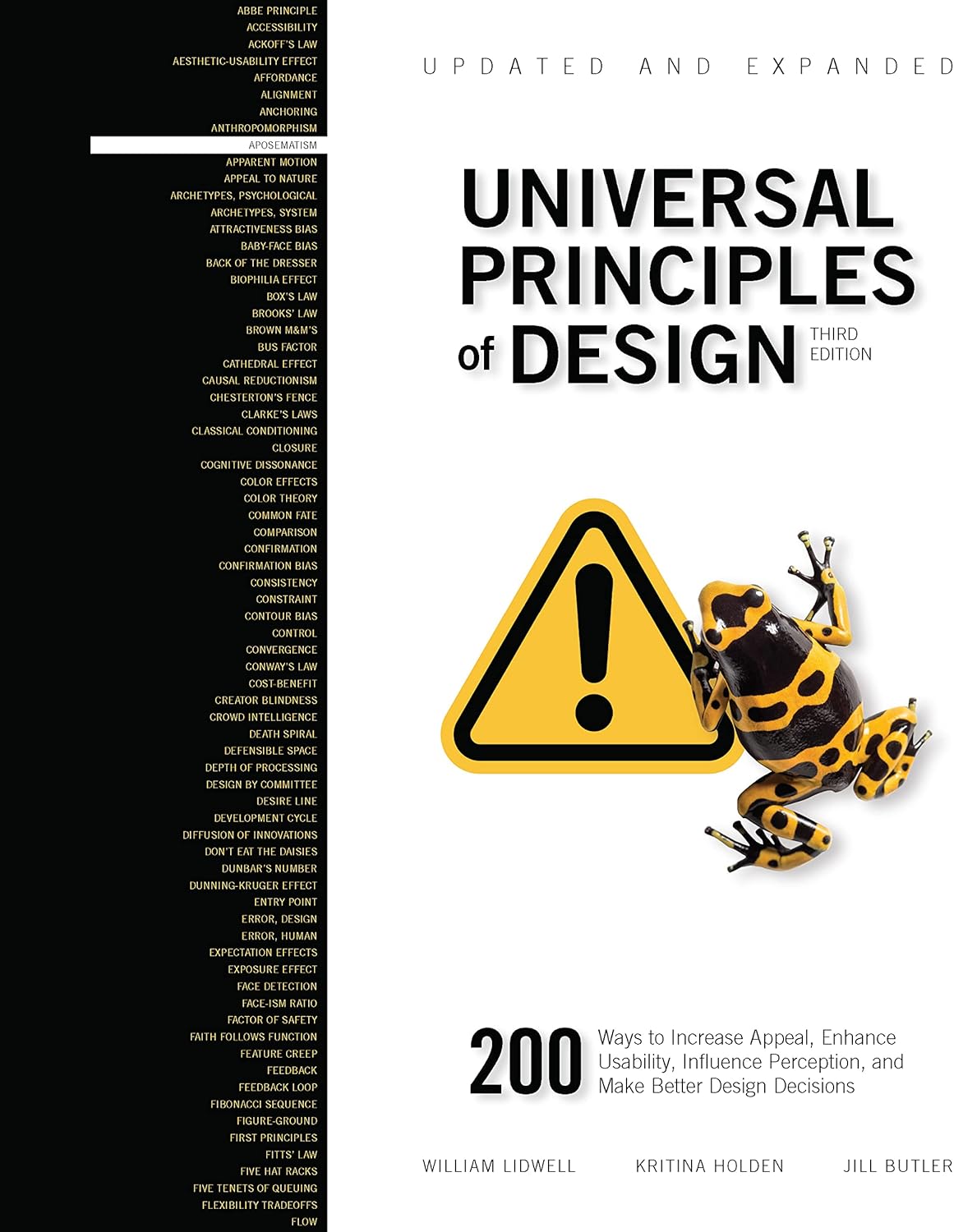 Universal Principles of Design book front cover showing yellow warning sign