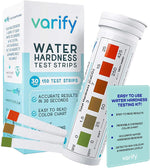 Varify water hardness test kit front view with bottle and box