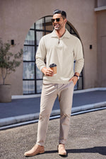 COOFANDY Quarter Zip Polo Sweatshirt side angle