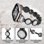 NineHorse rhinestone metal bracelet displayed at an angle showing diamond details