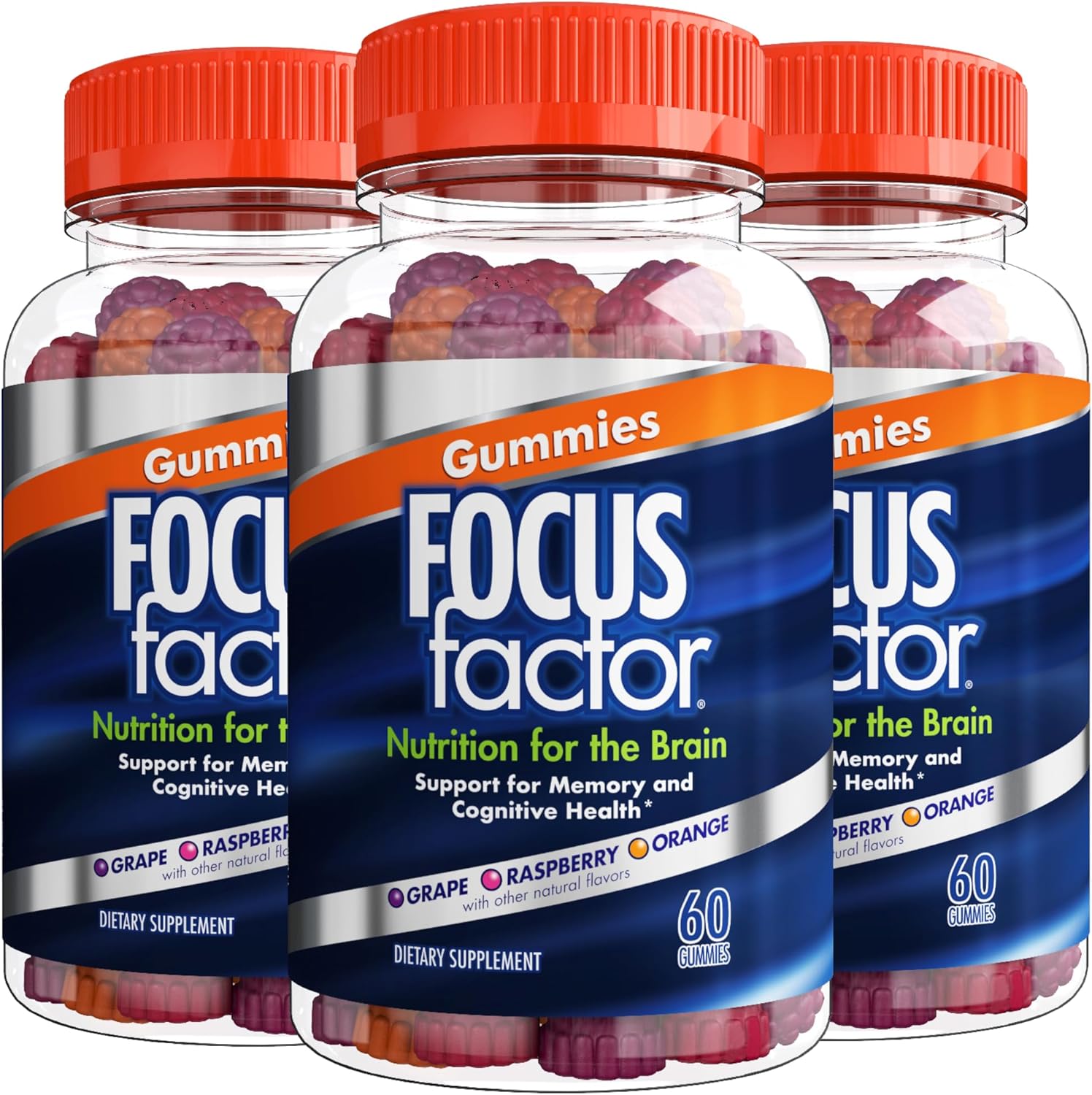 Focus Factor Nootropic Gummies - Memory Supplement for Brain, Phosphatidylserine, Bacopa, Huperzine A - 60 Count (3 Pack) - Image 1