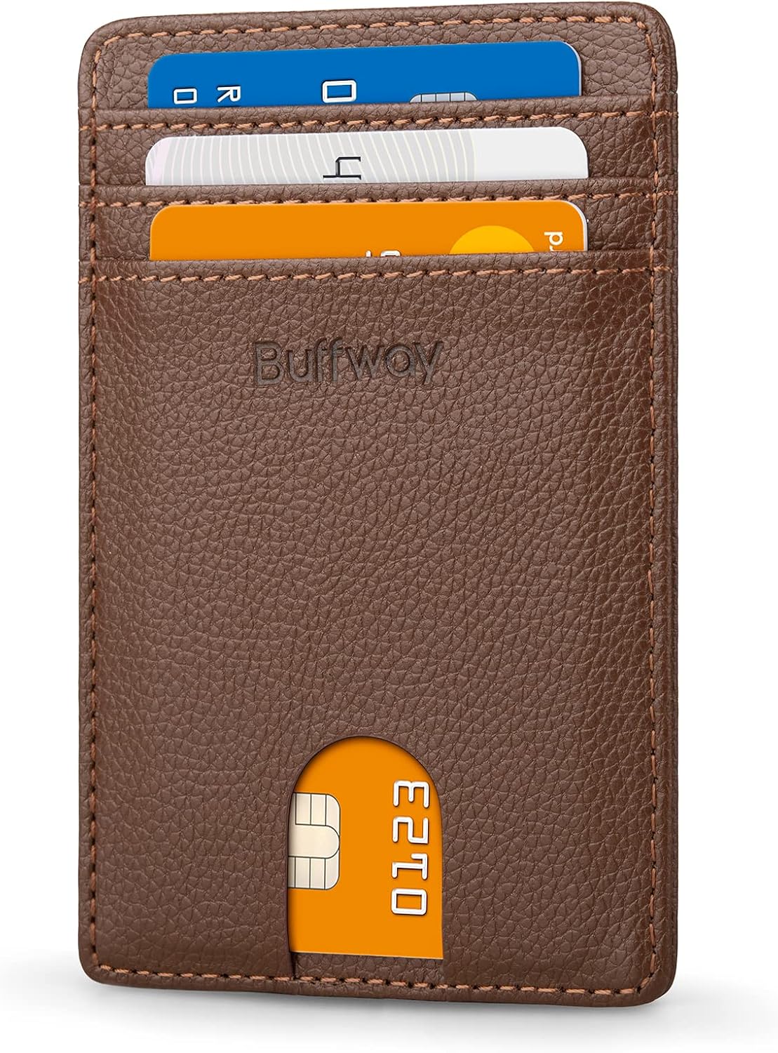 Buffway Mens Slim Wallet, Minimalist Thin Front Pocket Leather Credit Card Holder with RFID Blocking for Work Travel - Image 12