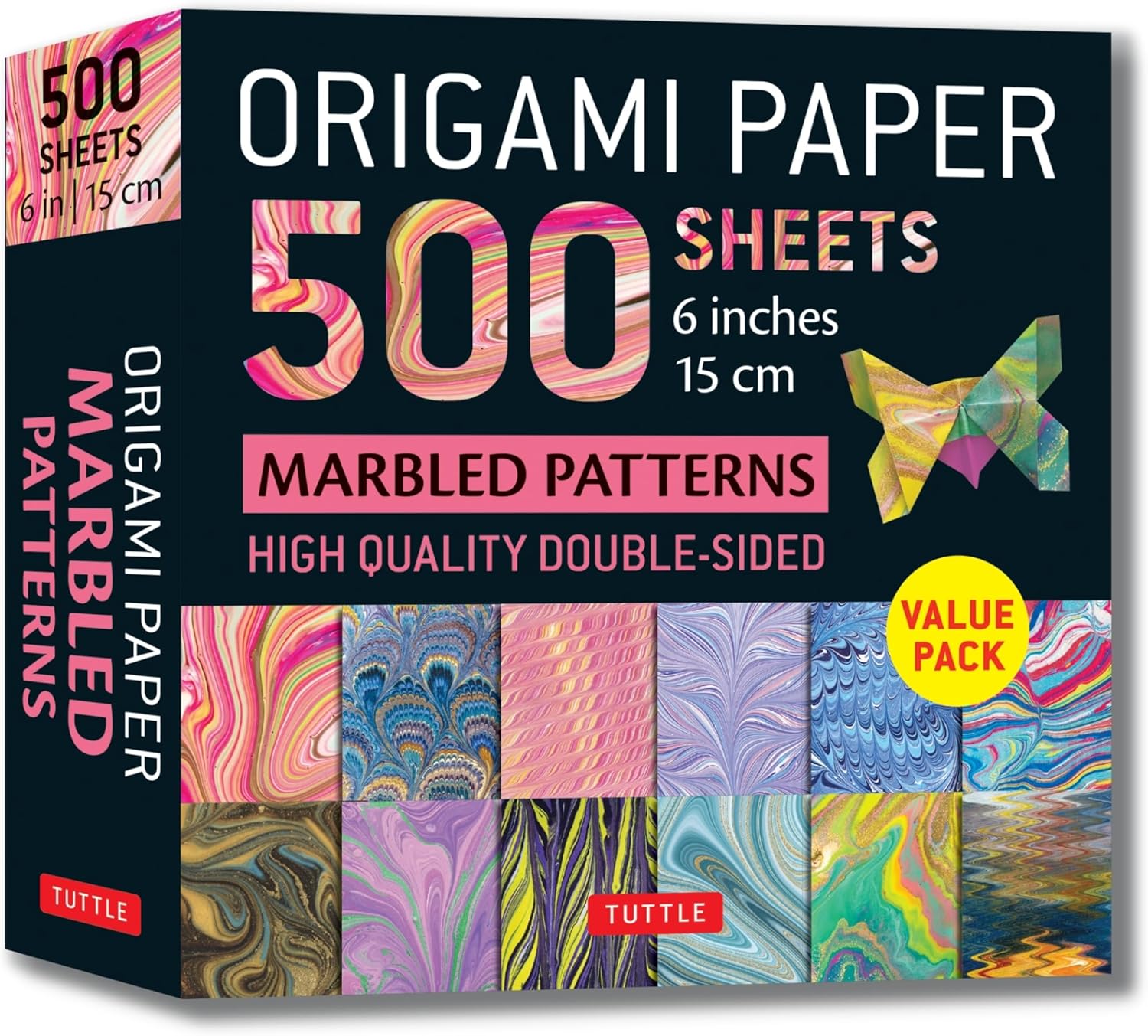 Origami Paper 500 sheets Marbled Patterns 6" (15 cm): Tuttle Origami Paper: Double-Sided Origami Sheets Printed with 12 Different Designs (Instructions for 6 Projects Included) - Image 1