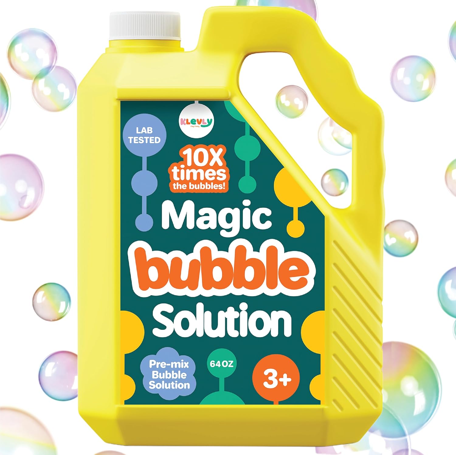 64 oz Iridescent Bubble Solution Refill | Non-Toxic Pre-Mix Bubble Refill Solution No Mixing or Measuring Required | Bubbles for Kids | Bubbles Bulk | Bubble Machine Solution | Giant Bubble Solution - Image 1