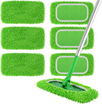 ZMZPA reusable microfiber mop pads front view showing green chenille texture.