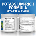 Dr. Berg keto electrolyte powder container highlighting one thousand milligrams of potassium per serving.