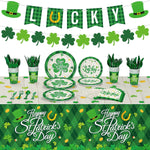 Geyee 172-piece St. Patrick's Day party tableware set front view
