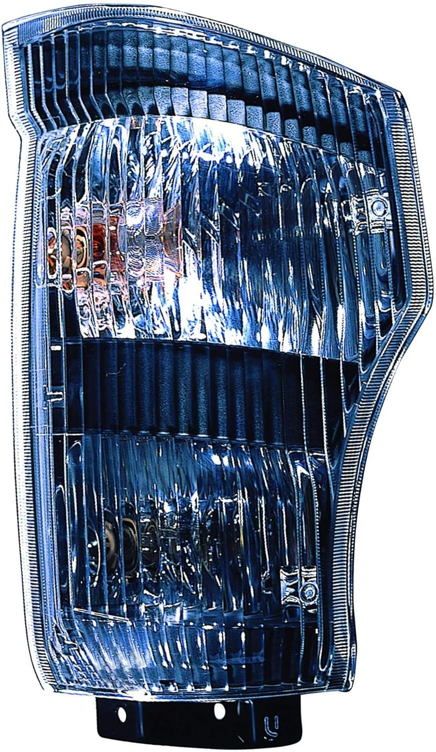 DEPO passenger side parking signal lamp assembly front view showing clear lens