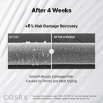 COSRX Scalp and Hair trio showing clear liquid toner and creamy bond repair formulas.