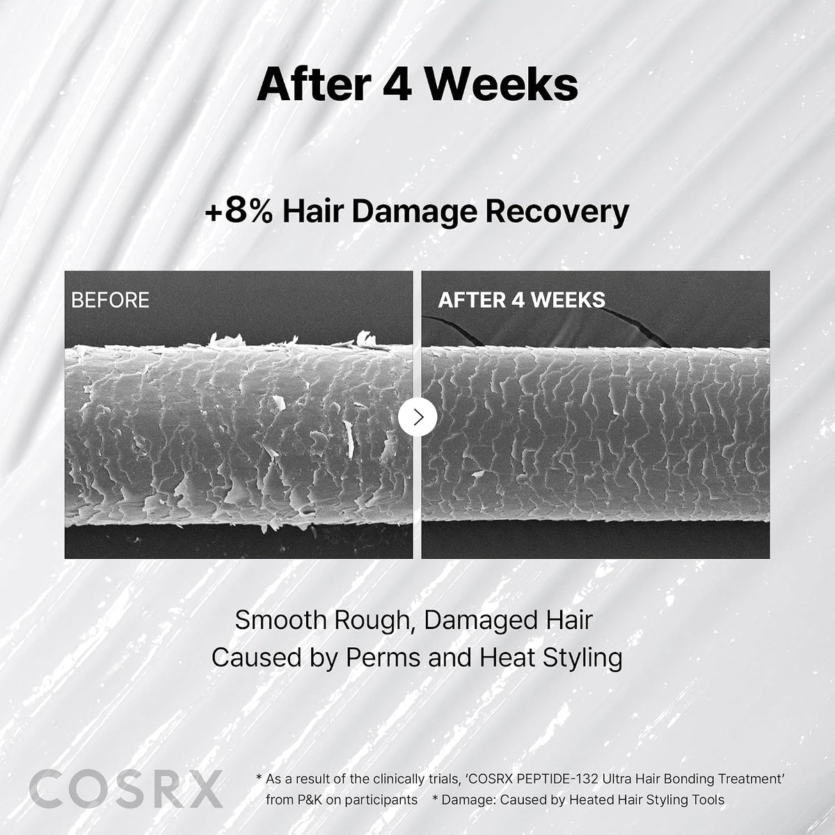 COSRX Scalp and Hair trio showing clear liquid toner and creamy bond repair formulas.
