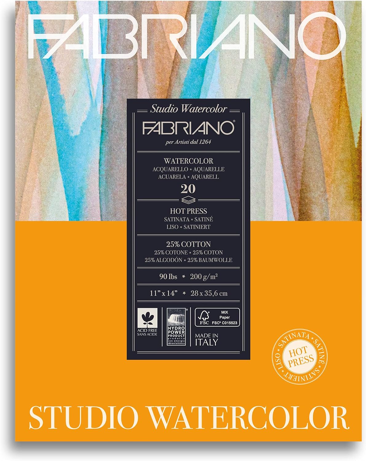 Fabriano Studio Watercolor Pad, Hot-Press, 9" x 12", 140 lb., 50 Sheets, White - Image 11