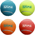 Outward Hound SqueakerBallz front view of four pack colorful medium dog tennis balls