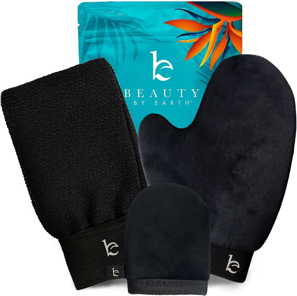 Beauty By Earth self tanning mitt applicator set front view