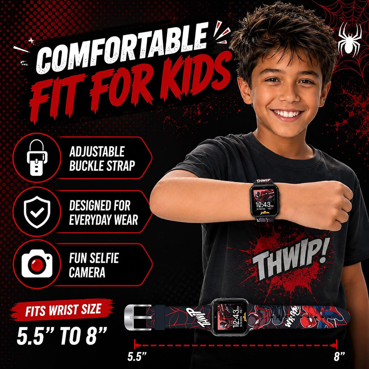 Accutime Spider-Man interactive watch main menu screen