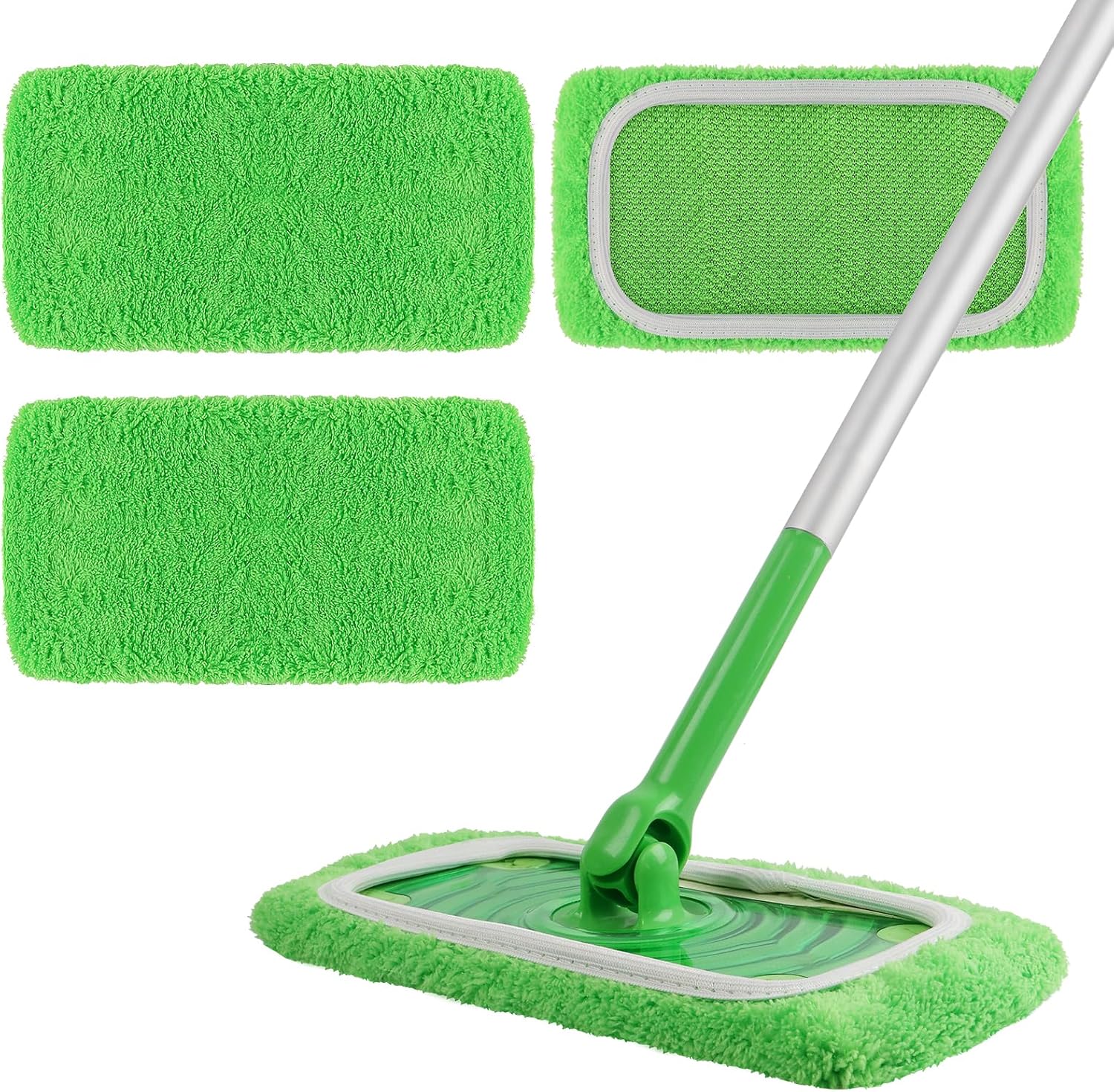 AmaVins reusable coral fleece mop pads 3 pack front view showing thick microfiber texture.