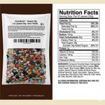 Close up view of colorful stone and pebble shaped chocolate candies for cake decoration.