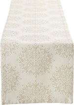 DII Holiday Jacquard Snowflakes Table Runner front view kitchen decor
