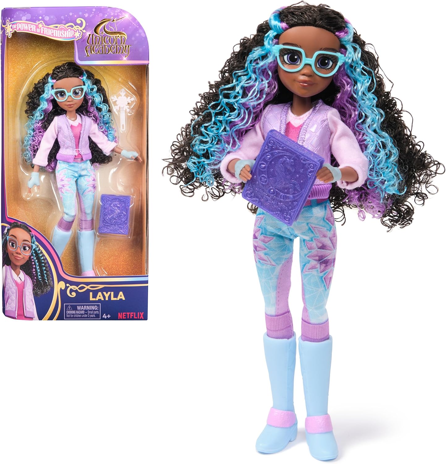 Unicorn Academy Power of Friendship Layla doll front view in packaging.