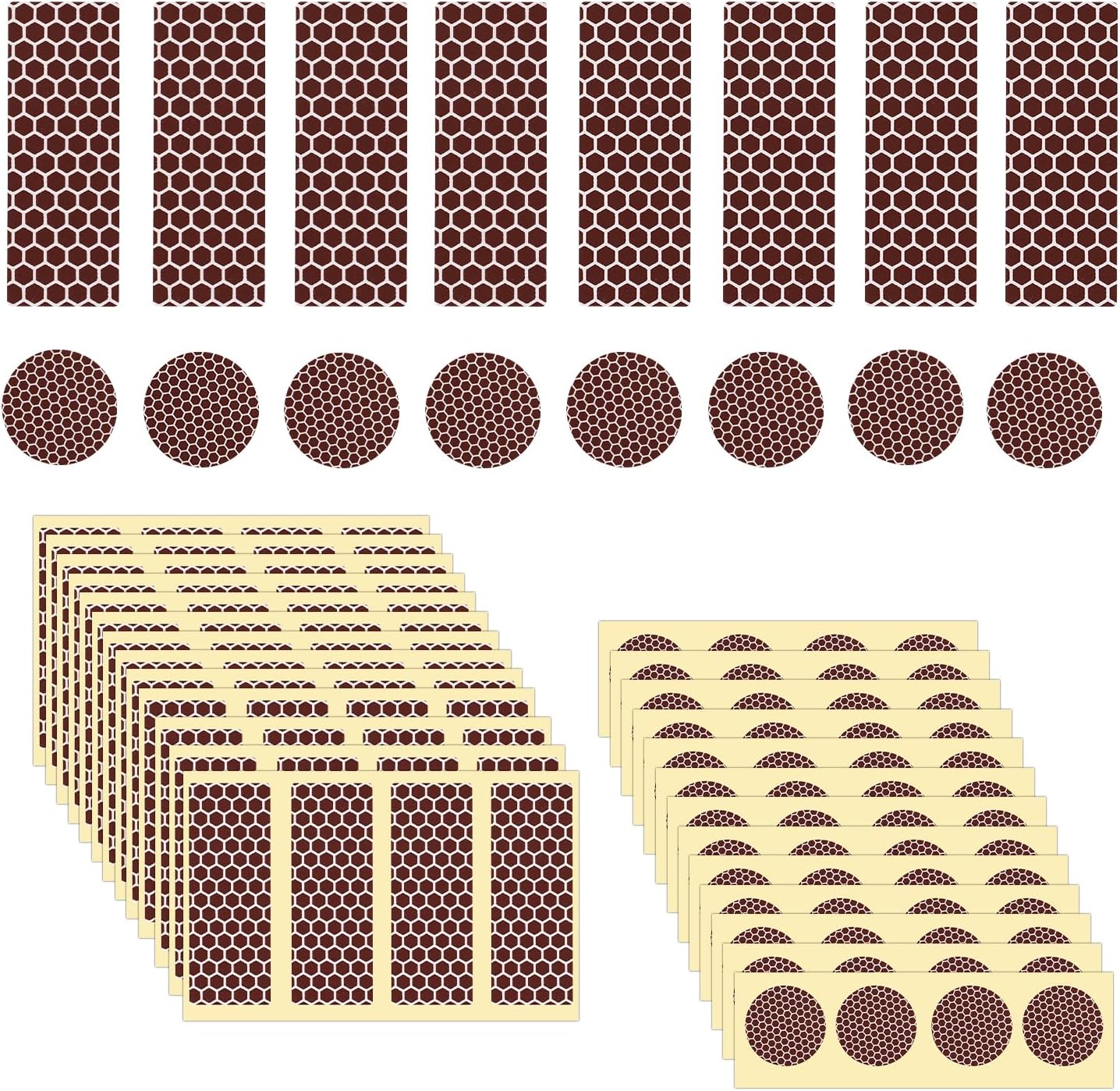 BOXOB adhesive match striker papers front view showcasing round and rectangle sheets