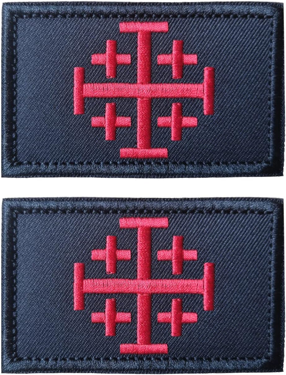AliPlus 2PCS Knights Jerusalem Holy Sepulchre Morale Patches Hook and Loop | Embroidered,Knight Tactical Military Patch,Versatile Tactical Attachment,Applique Fastener,3*2 inch,Black White - Image 9