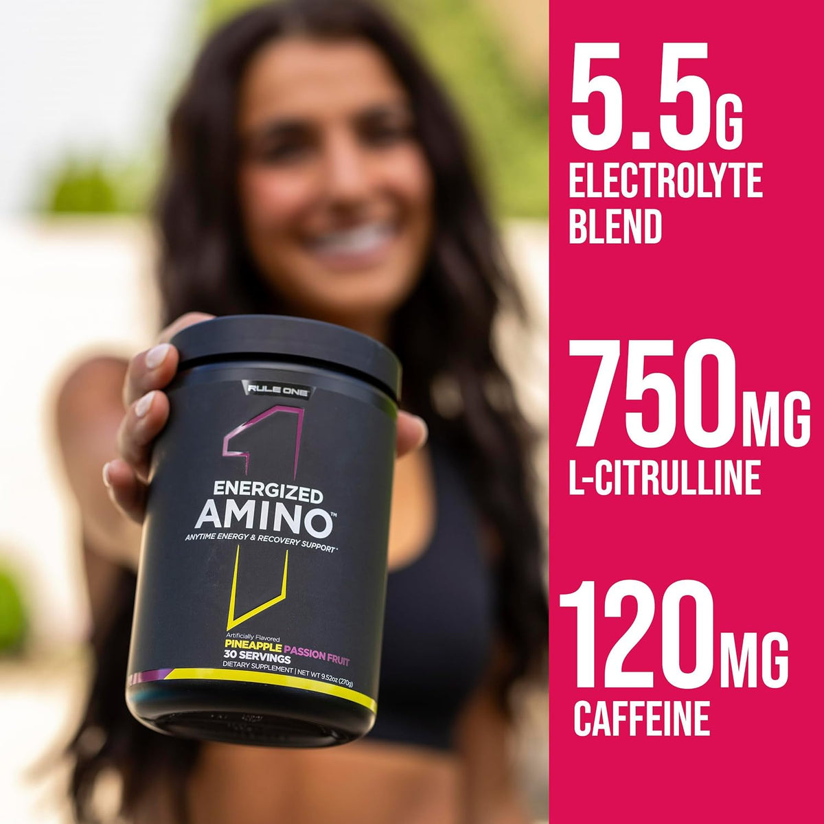 Authentic USA imported Rule 1 Energized Amino product display