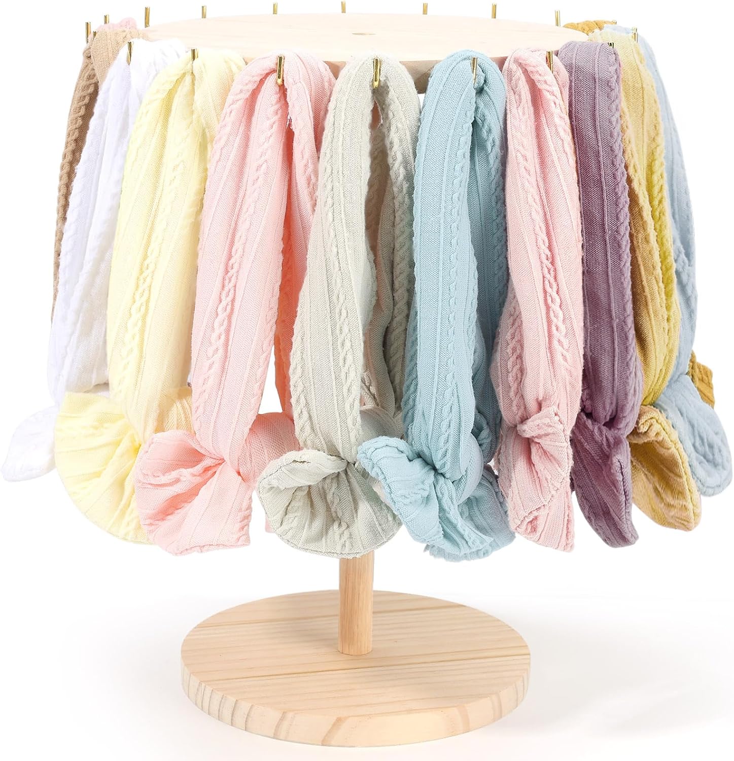 Povetire baby headband holder front view displaying colorful hair accessories