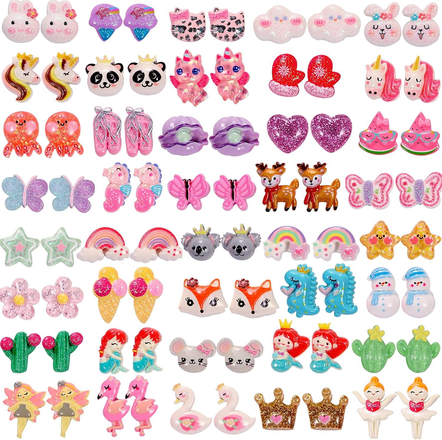 Tamhoo 40 pairs cartoon clip on earrings set front view