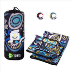 4Monster camping towel set front view showcasing the 3-pack design in mesh pouch