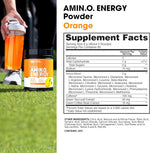 Side angle of ON Essential Amino Energy showing the detailed nutritional facts and premium imported ingredient layout.