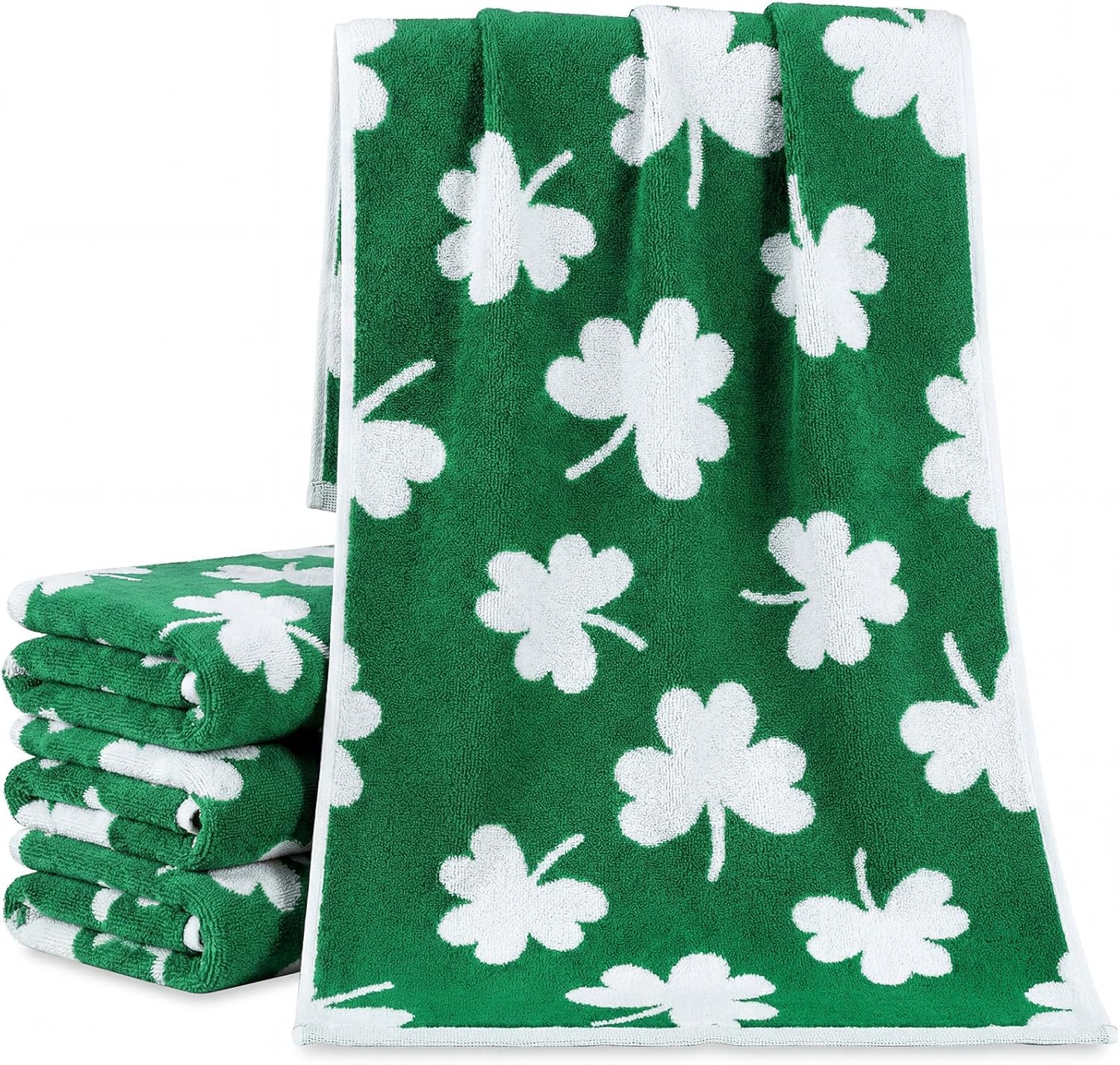Frienda 4 pieces St Patrick's Day shamrock hand towels front view