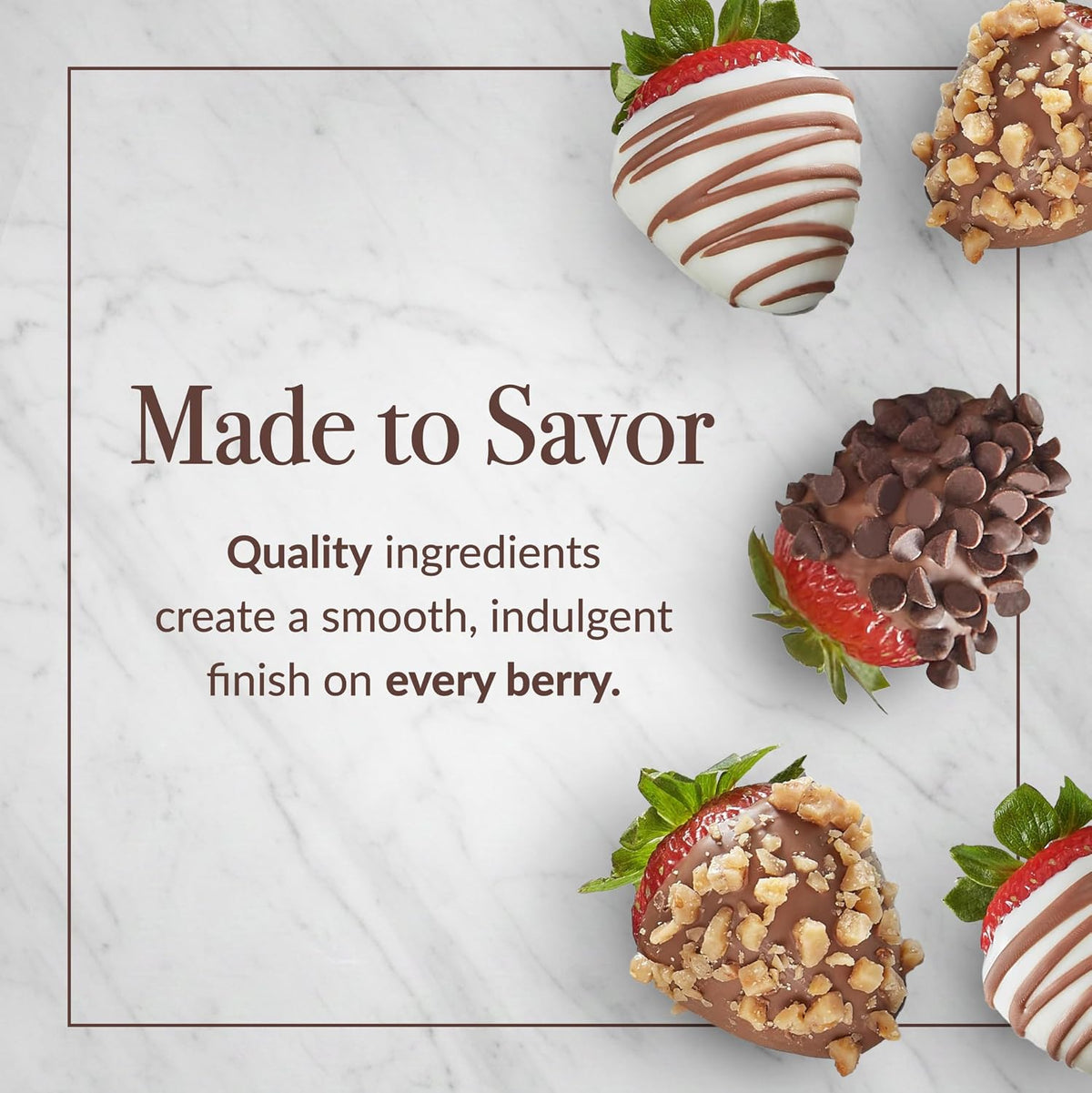 Top down view of 12 count chocolate strawberry assortment