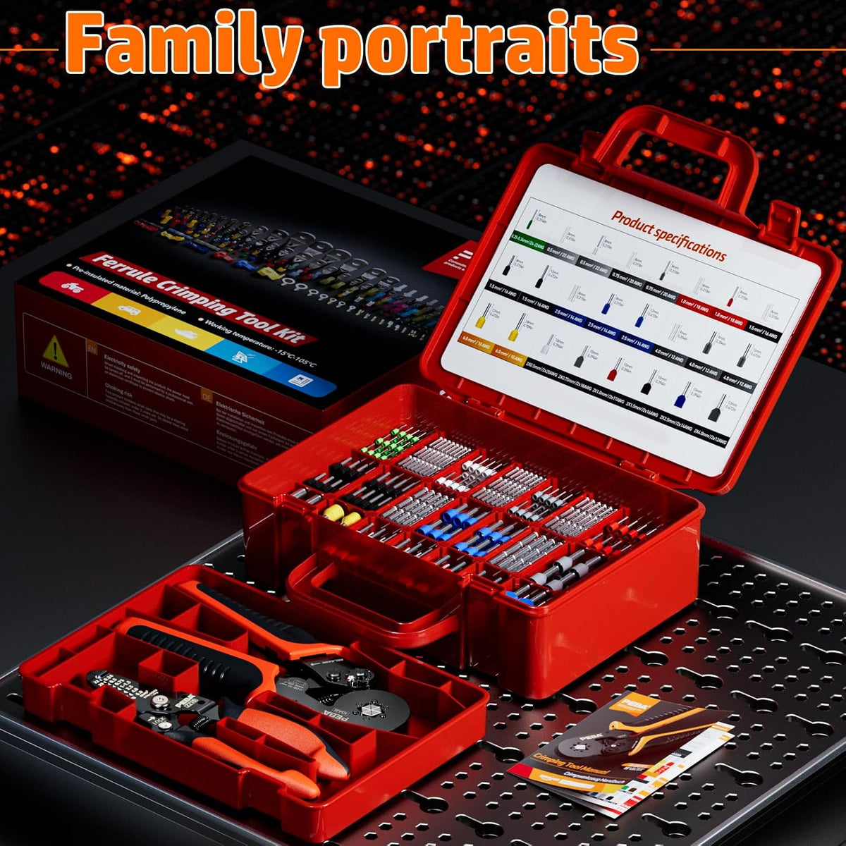 PEBA Ferrule Crimping Tool Kit, Wire Ferrules with Twin Ferrules, AWG 28-7 | 24 Sizes Ferrules, Hex Ratchet Crimper and Wire Stripper Set with Storage Case for Electrical Wiring - Image 9