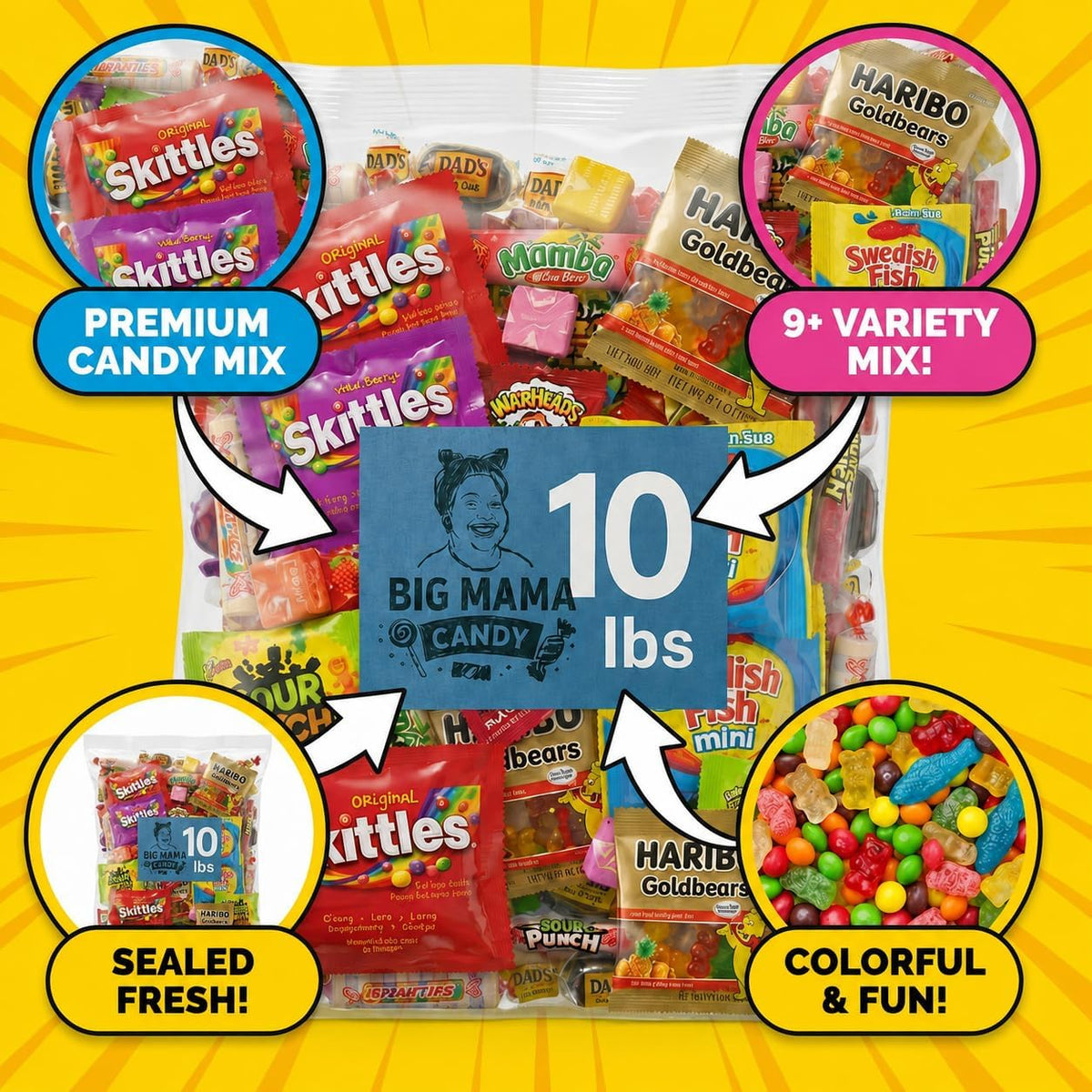 Big Mama Candy individual wrapped pieces pile