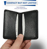 Samsill leather card case holding business cards in pocket