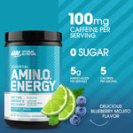 Optimum Nutrition Amino Energy pre workout powder nutritional information label