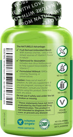 NATURELO vitamin c capsules nutritional facts label side view
