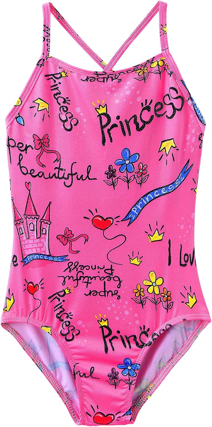 iLover Girls Sparkle One Piece Swimsuits Crossback Swimwear Beach Bathing Suit with Adjustable Strap 4-10 Years - Image 10