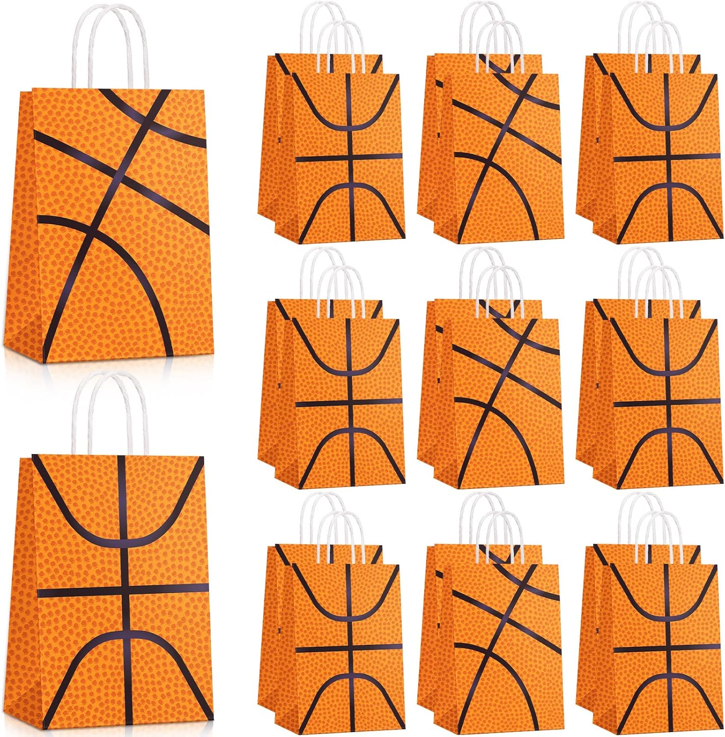 Leinuosen basketball party favor bags front view showing realistic athletic design