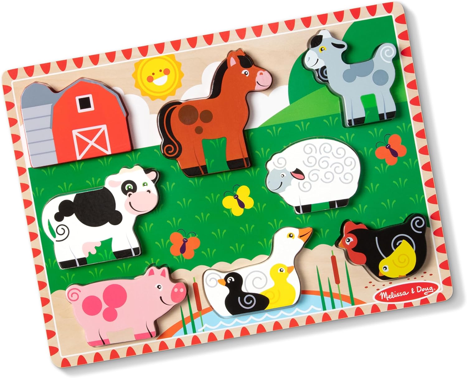 Melissa & Doug Kids Farm Chunky Puzzle (Preschool, Chunky Wooden Pieces, Full-Color Pictures, 8 Pieces) - Image 1
