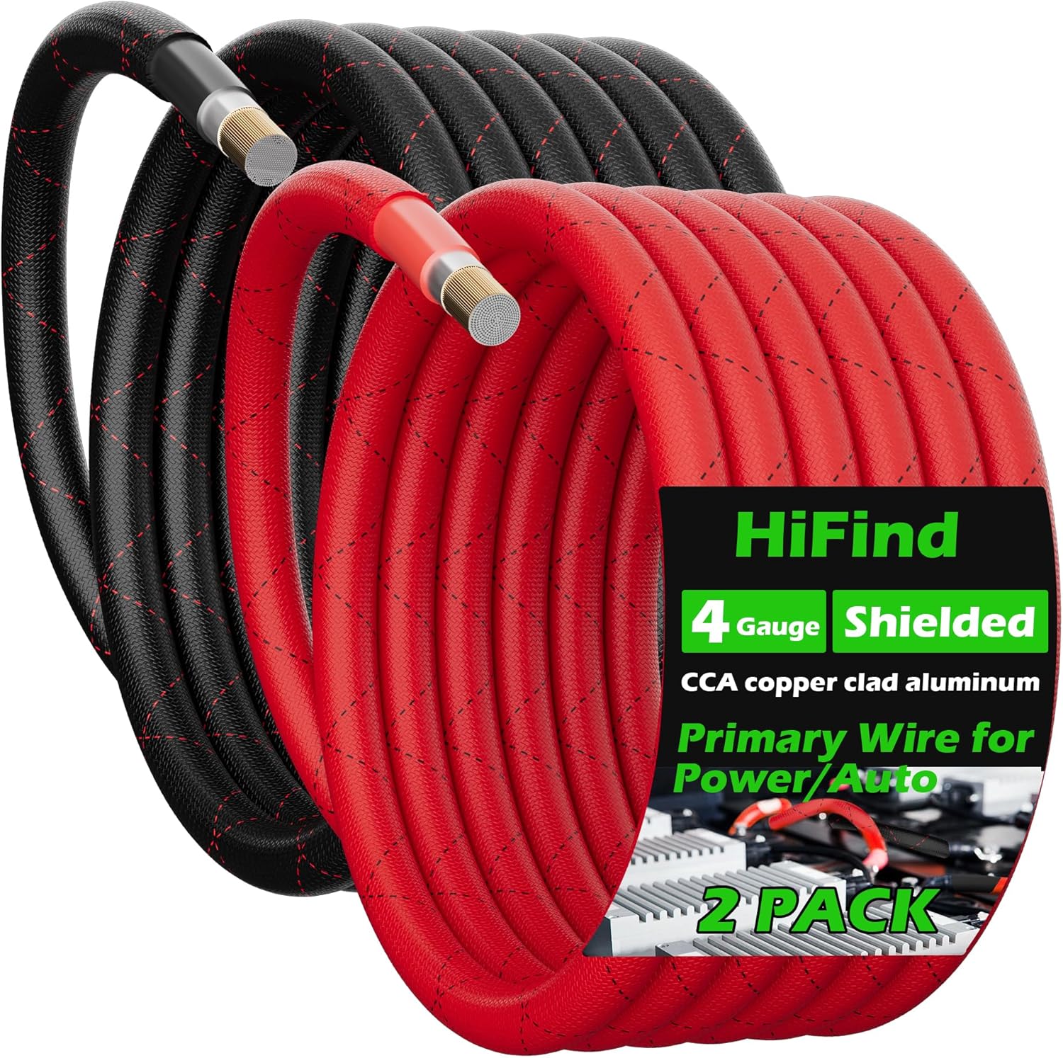 HiFind 4 Gauge AWG Power Ground Wire Cable front view