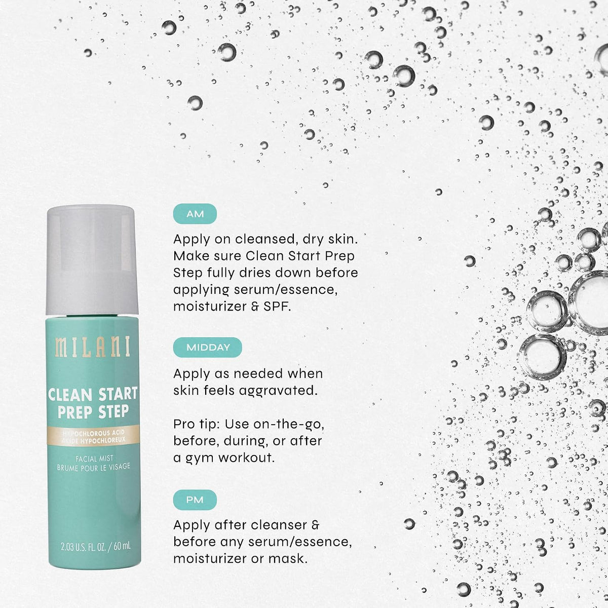 Texture shot of Milani Clean Start Prep Step Mist on skin