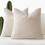Foindtower textured boucle throw pillow covers pack of two front view styled on a modern living room sofa