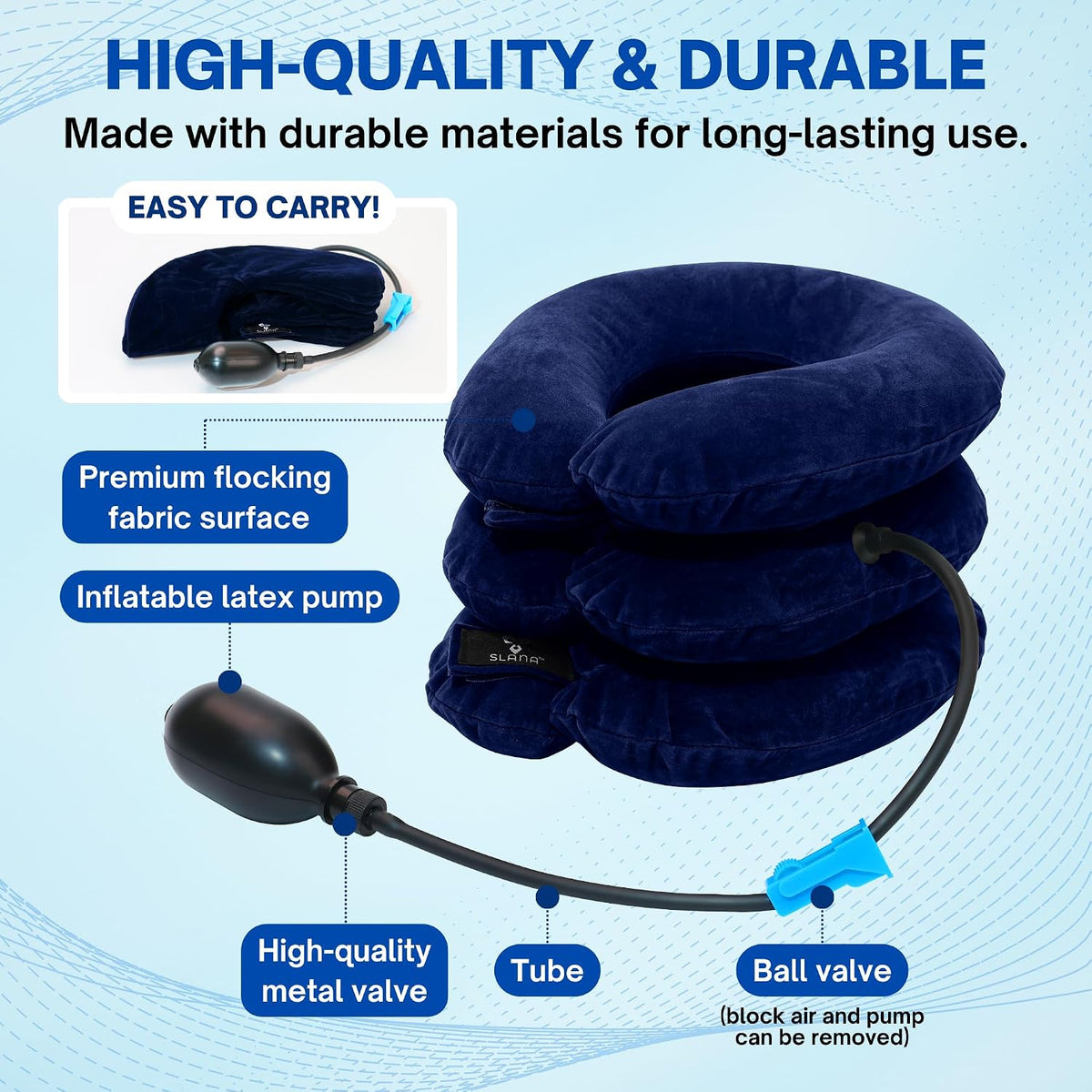 Inflatable Neck Traction Device - Cervical Traction Device & Adjustable Neck Stretcher & Support Brace, Cervical Pillow for Pain Relief, Neck Decompression Pillow Home Use - Blue - Image 9
