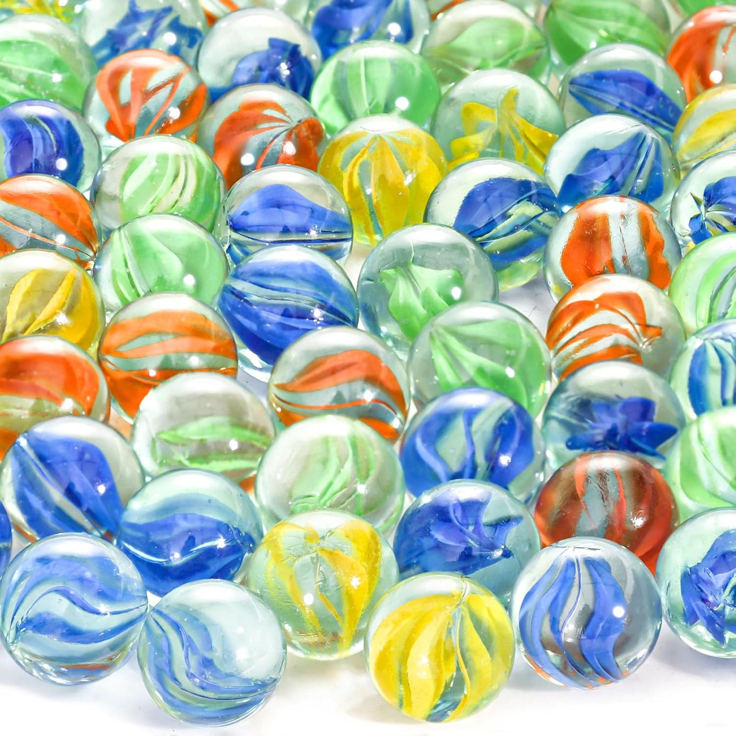 SallyFashion glass marbles premium multi-color bulk pack front view