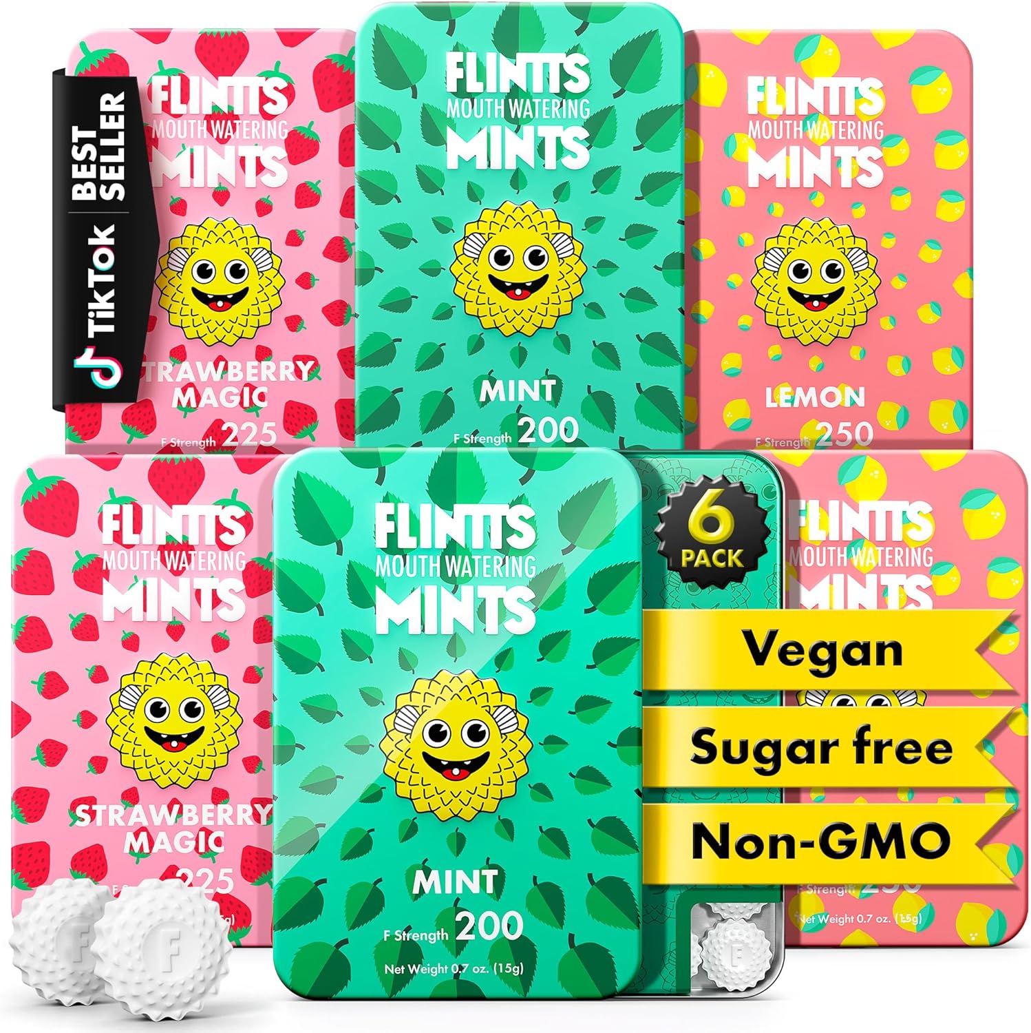 Flintts Mints After Party Pack front view of the premium variety tins for dry mouth relief.