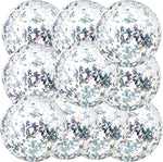 Civaner inflatable glitter beach balls front view clear sparkly confetti pool toy