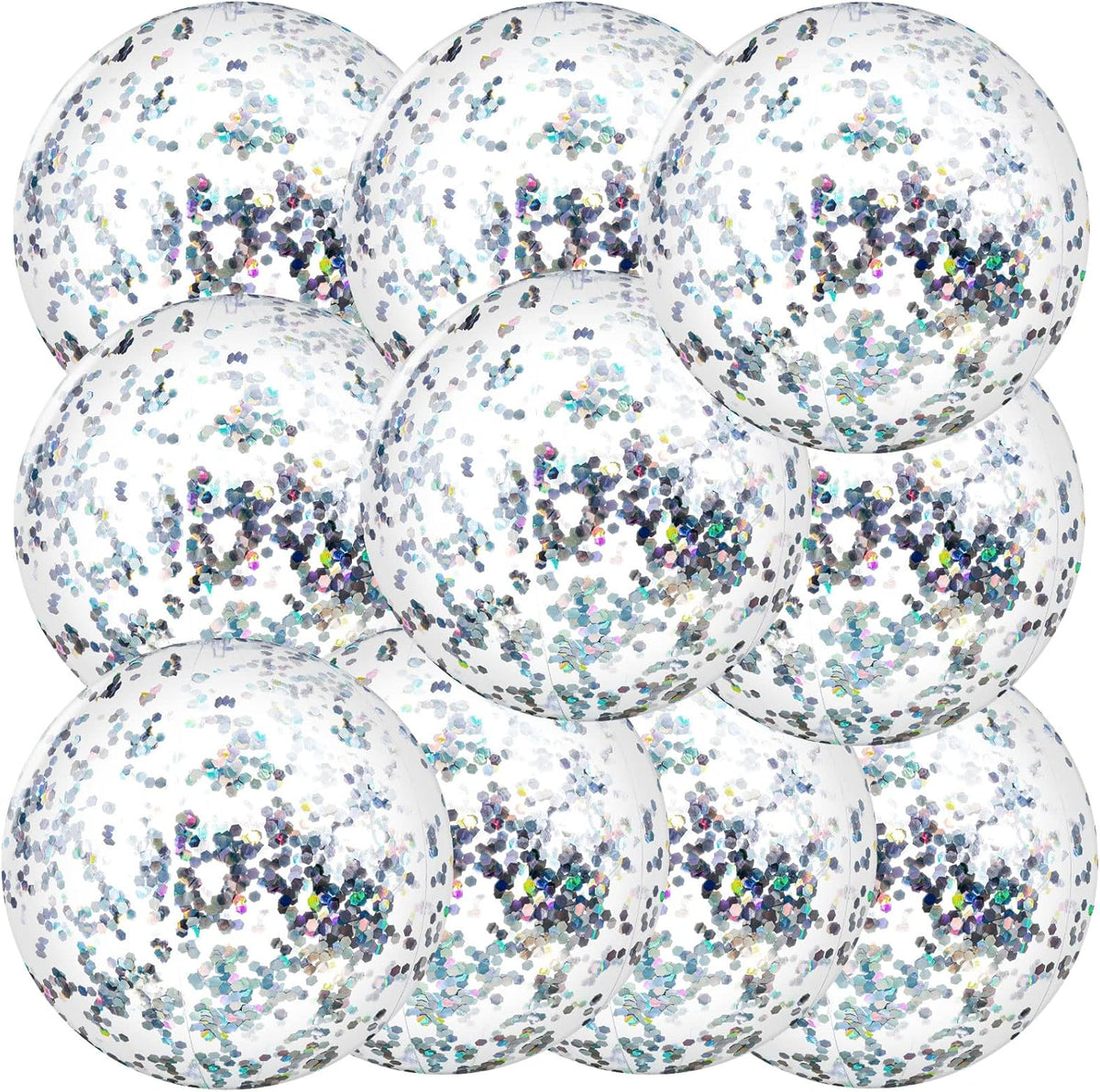 Civaner inflatable glitter beach balls front view clear sparkly confetti pool toy