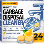 Mighty Clean garbage disposal cleaner and deodorizer tablets 24 pack front view