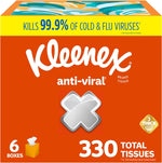 Kleenex Anti-Viral Facial Tissues six cube box pack front view